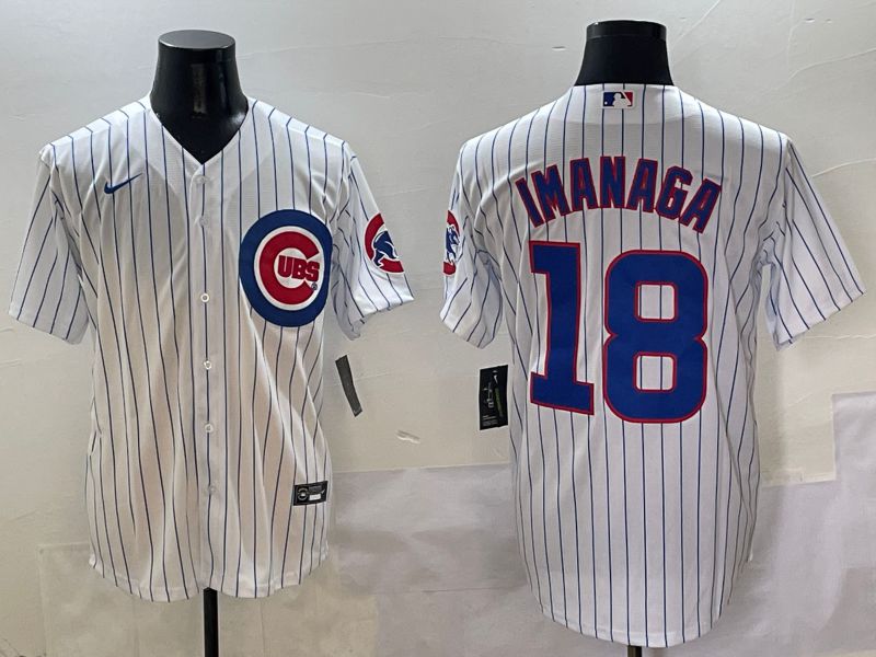 Men Chicago Cubs #18 Imanaga White Stripe Game Nike 2025 MLB Jersey style 1->chicago cubs->MLB Jersey
